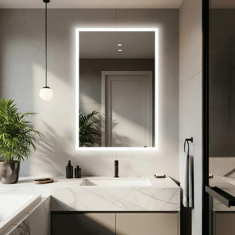 Miroir Salle de Bain 90x100 : LED, Bluetooth, Antibuée