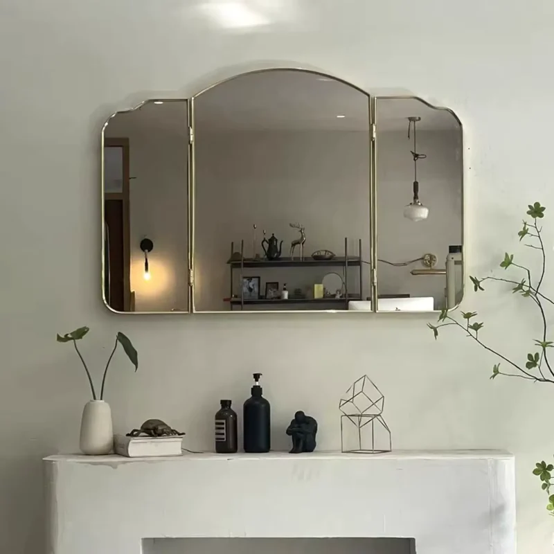 Miroir Triptyque Mural Doré RÉGENCE – 90×60 cm