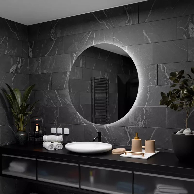 Grand Miroir Rond 120 cm : LED Dual, Antibuée AGC