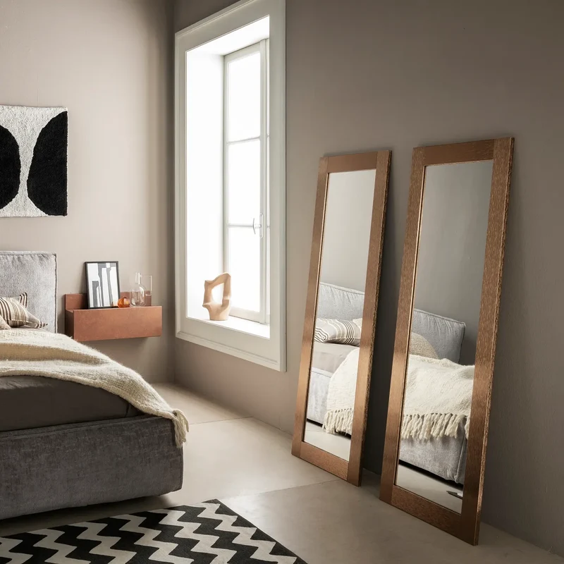 Miroir Cuivre 146x56 cm – Cadre Texturé Finition Cuivrée