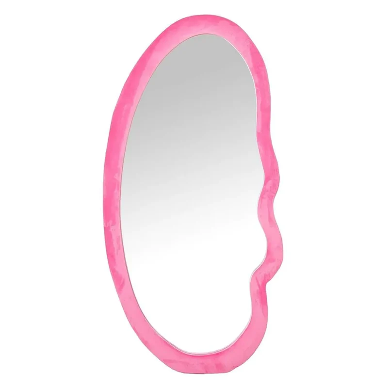 Miroir Rose Forme Organique – Cadre Velours Irrégulier 50 × 100 cm