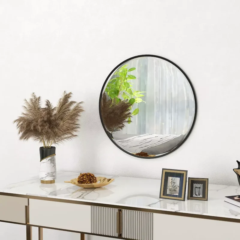 Miroirs Ronds Noirs – Cadre Aluminium Fin Ø61 cm