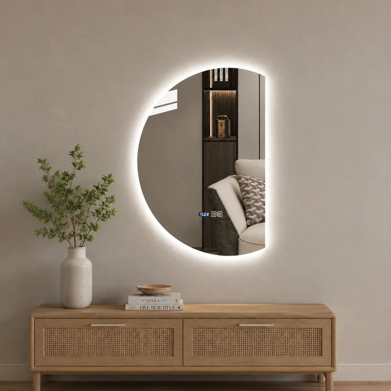 Demi-Miroir Mural Rond LED | Luna