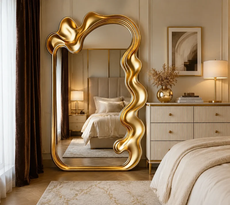 Grand Miroir Doré Sculptural | Auria