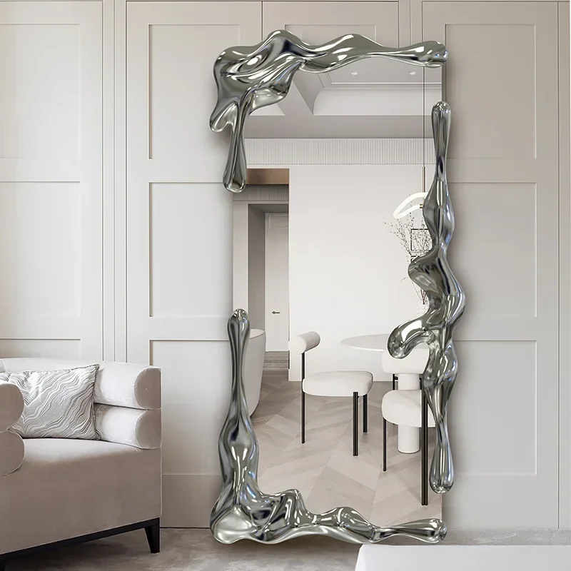 Grand Miroir Chrome Métal Liquide | Fluxa