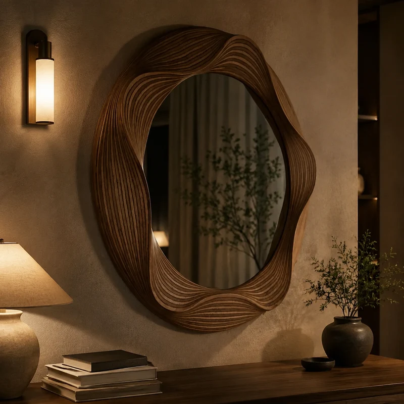 Miroir Mural Bois Sculpté LED | Ligna