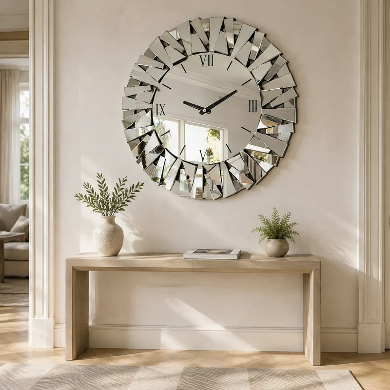 Miroir Mural Horloge Chiffres Romains | Romana