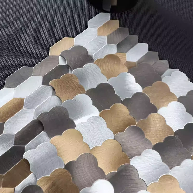 Mosaic Arabesque Argent / Cuivre / Anthracite — 277×280mm