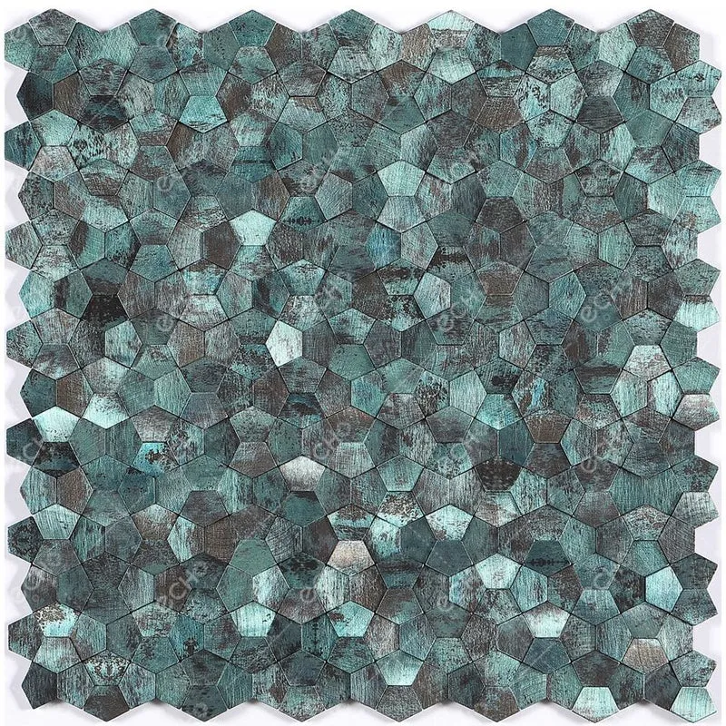 Mosaic Pentagone Emeraude Bleu/Vert — 282×282mm