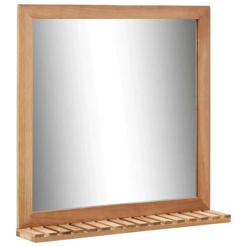 Miroir Noyer Massif : 60x62, Étagère Claire-Voie