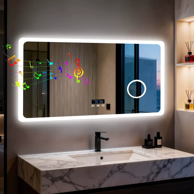 Miroir Lumineux Salle de Bain 120 cm : Bluetooth 5.2, x3