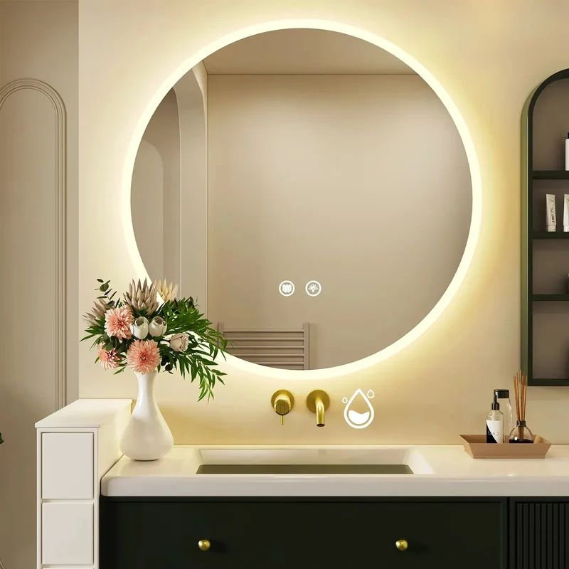 Miroir Salle de Bain Anti Buée : Rond 70 cm, LED Tactile