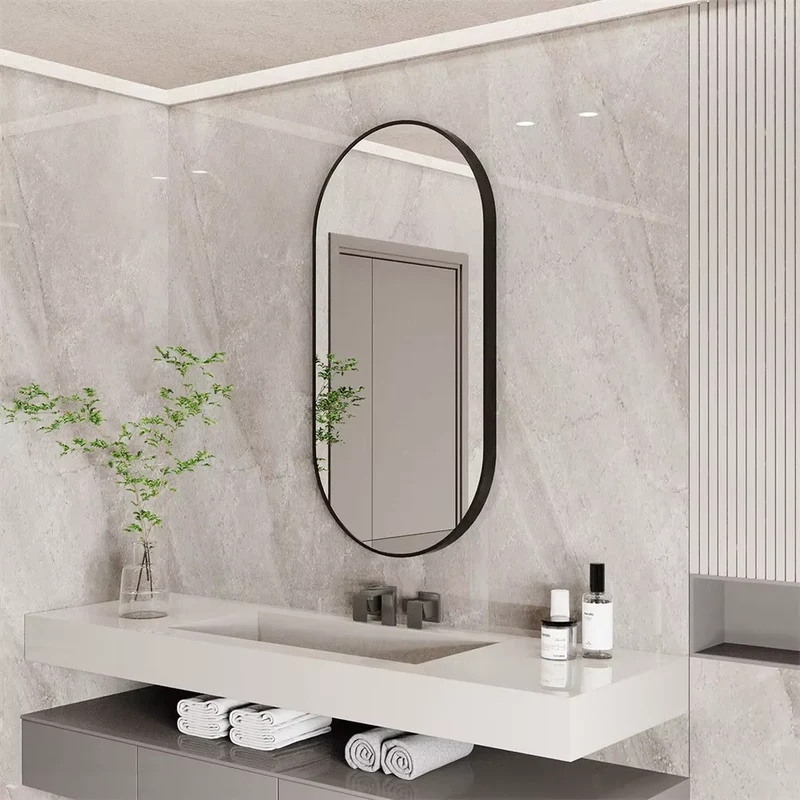 Miroir Noir Salle de Bain : Ovale 100x50, Aluminium