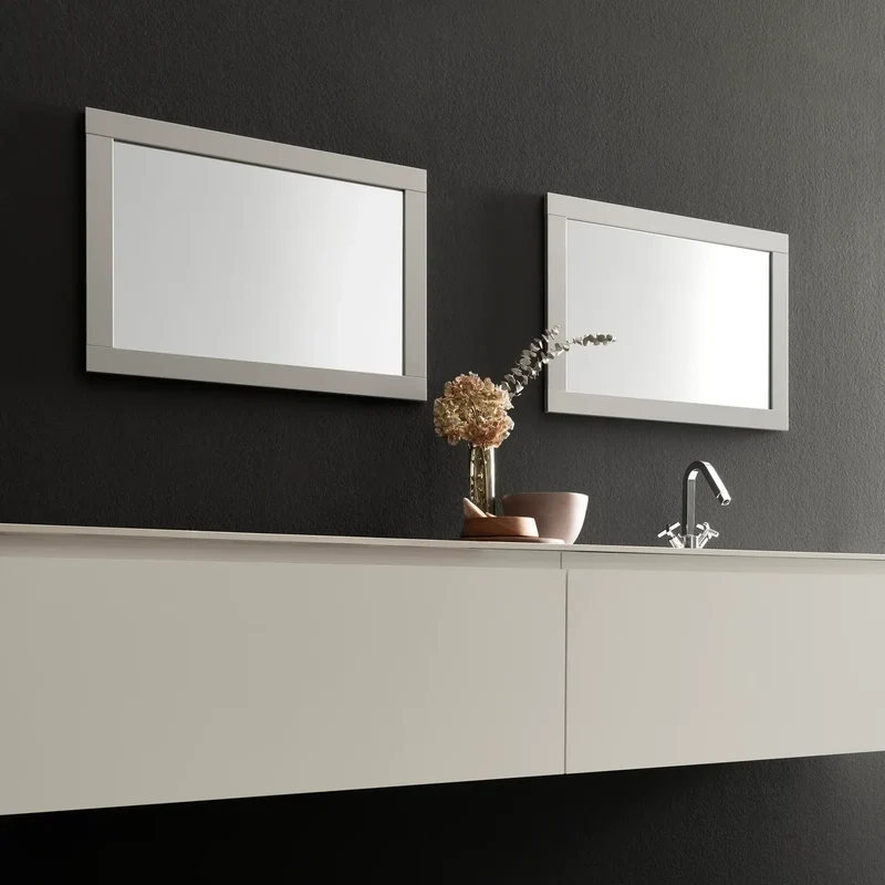 Miroir Bois Salle de Bain : Cadre MDF Décor Argenté