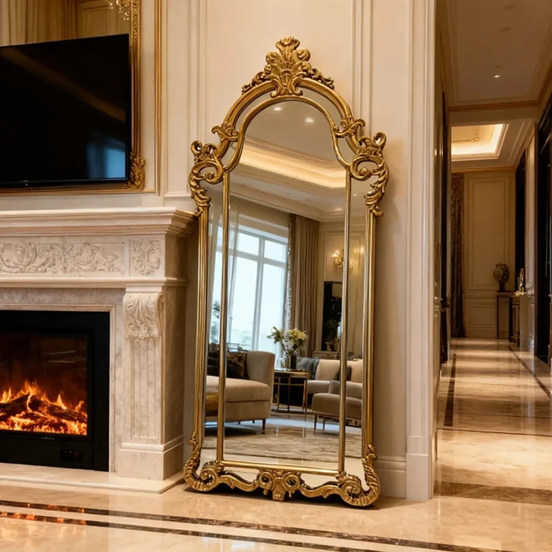 Miroir Louis XV VERSAILLES - Grand Miroir Baroque Doré sur Pied