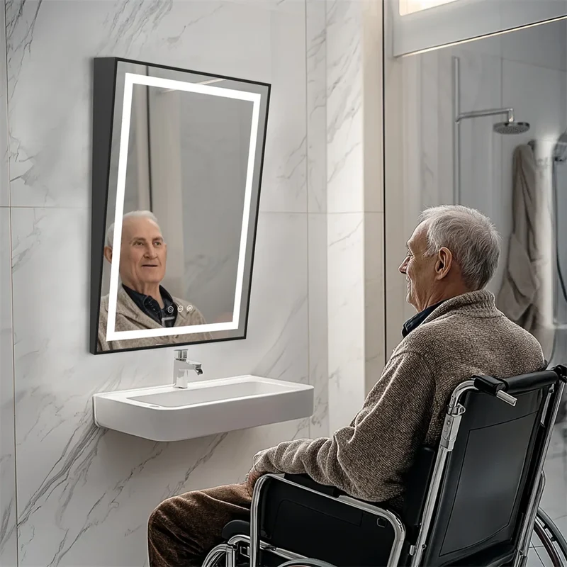 Miroir Inclinable PMR : 60x90, LED Réglable, Antibuée
