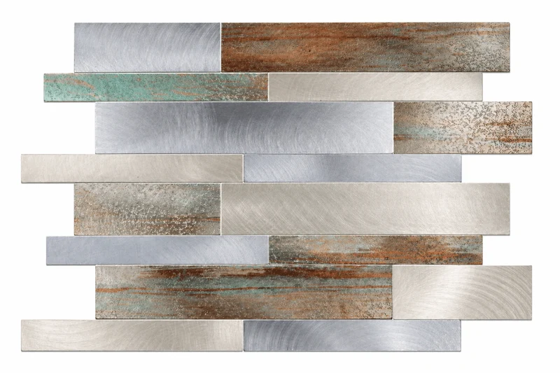 Mosaic Rectangle Argent/Bleu/Marron — 296×298mm