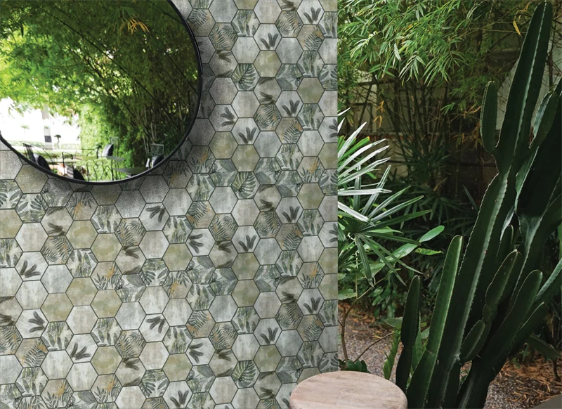 Mosaic Hexagone Feuille Garden — 255×292mm