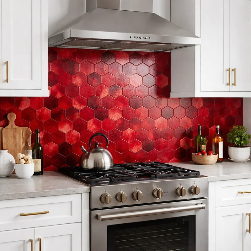 Mosaic MINI Hexagone ROUGE / NOIR — 288×292mm