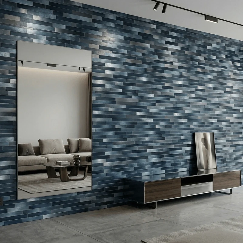 Mosaic RECT Allongé BLEU METAL — 300×300mm