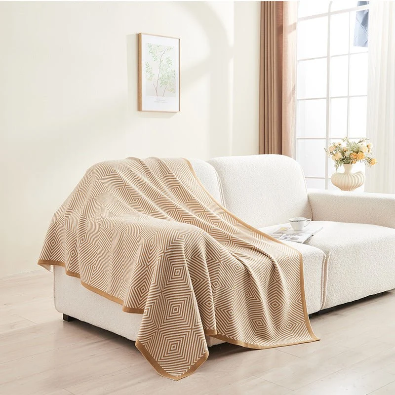 Plaid taupe à motifs chevron 130 x 180 cm BOREAL