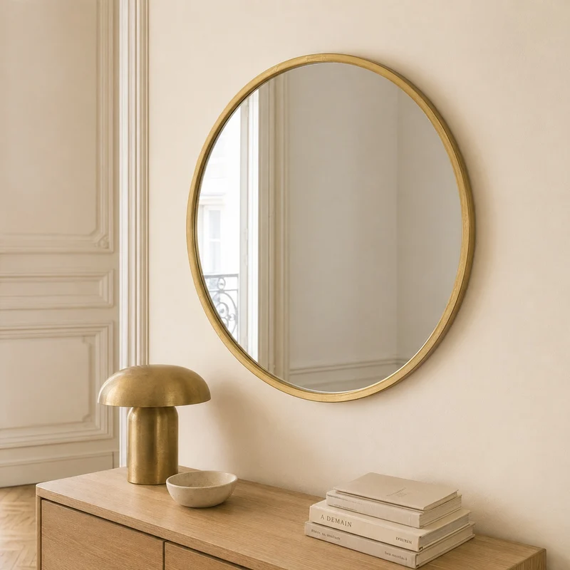 Miroir Mural Rond Scandinave Bois | Nordik
