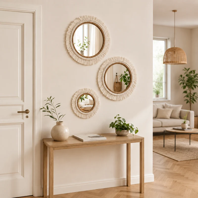 Miroir Mural Soleil Rotin Trio | Solaris