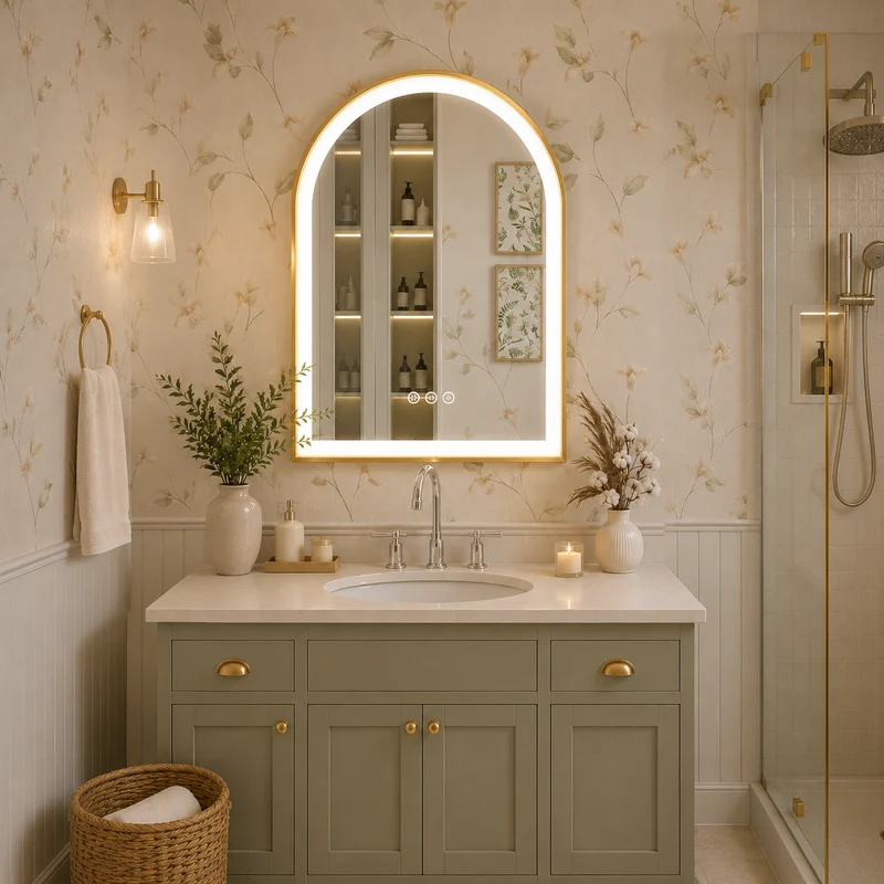 Miroir Mural Salle de Bain Arche LED | Tactila