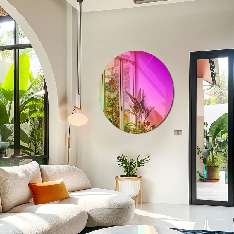 Miroir Coloré 66 cm Rond Effet Irisé Arc-en-Ciel