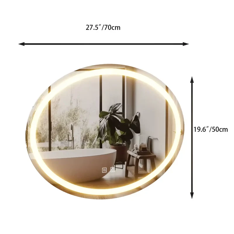 Miroir Ovale Salle de Bain : LED 3 Teintes, Antibuée