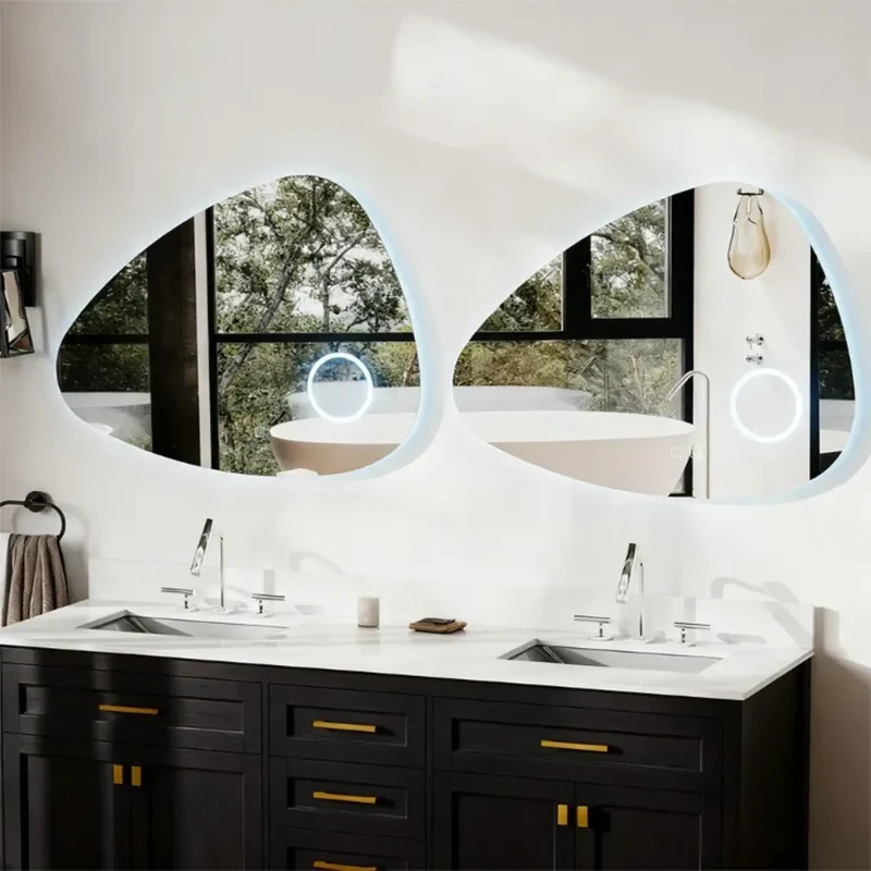 Miroir Asymétrique Salle de Bain 80x60 : LED, Antibuée