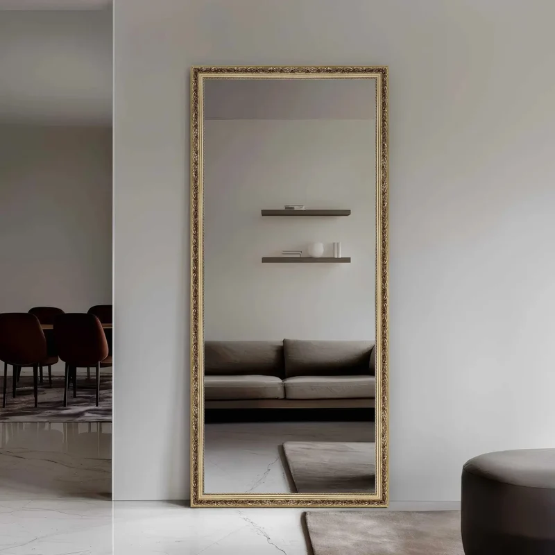 Miroir bois rectangulaire doré style baroque – 70x170 cm