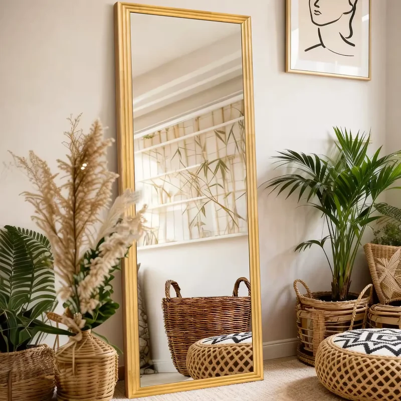 Miroir sur pied bois 160 cm en pin massif
