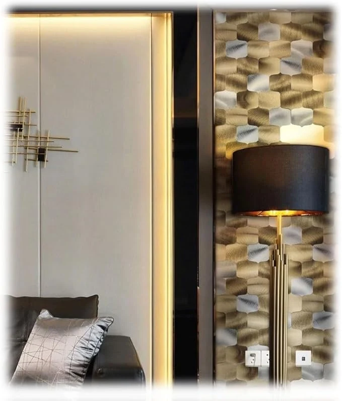 Mosaic METAL OCEAN Argent/Or Brossé — 330×290mm