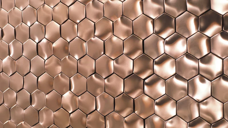 Mosaic HEXA Graphite 3D Cuivre MAT — 260×300mm