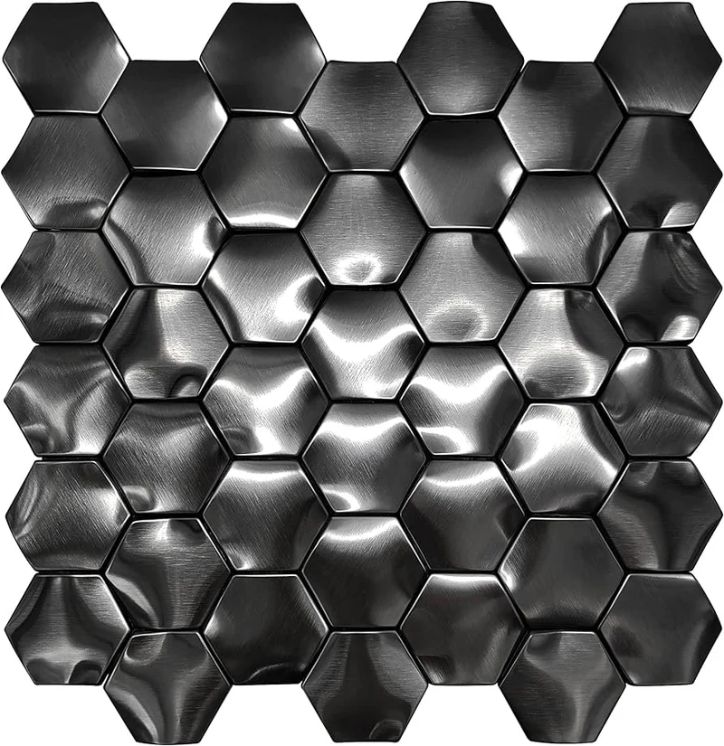 Mosaic HEXA Graphite 3D NOIR MAT — 260×300mm