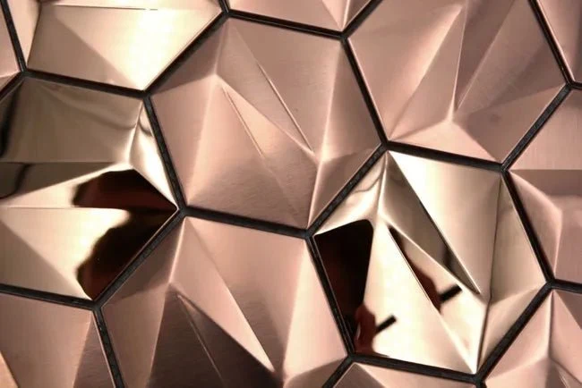 Mosaic HEXA 3D METAL Cuivre — 265×307mm