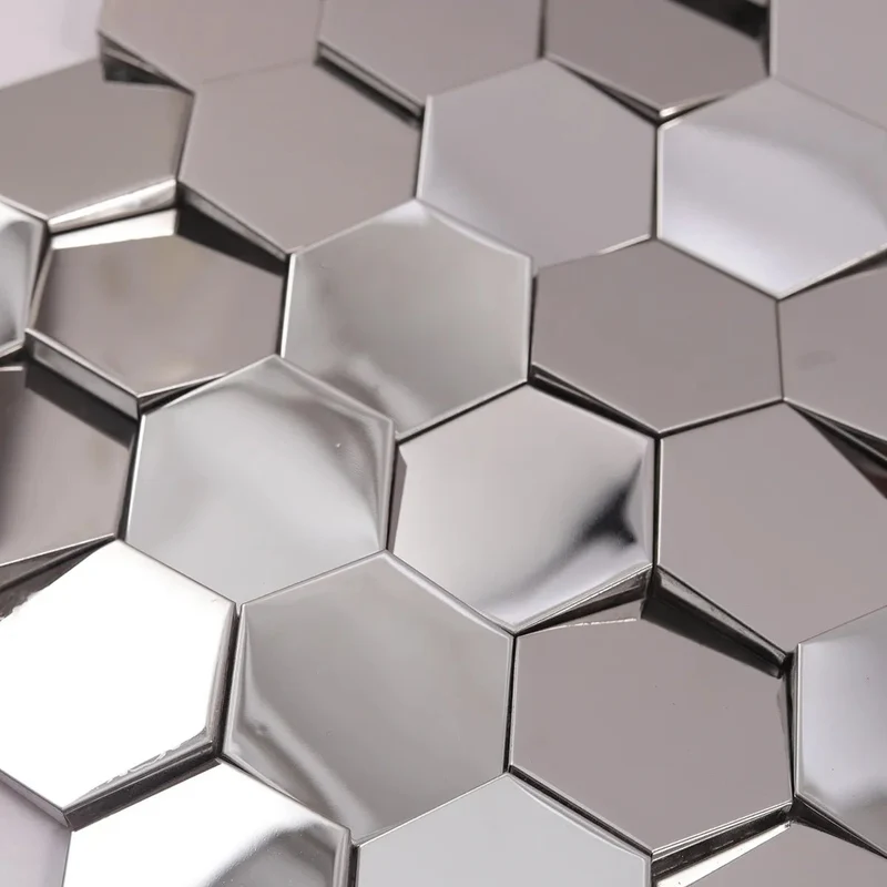 Mosaic Hexagone Argent / Miroir — 264×304mm