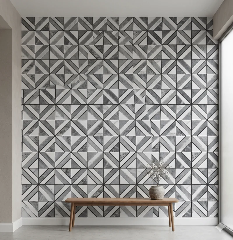 Mosaic Triangle GRIS / Marbre — 300×300mm