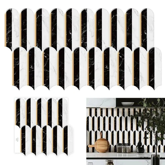 Mosaic Eventail Allongé Noir/Marbré — 265×303mm