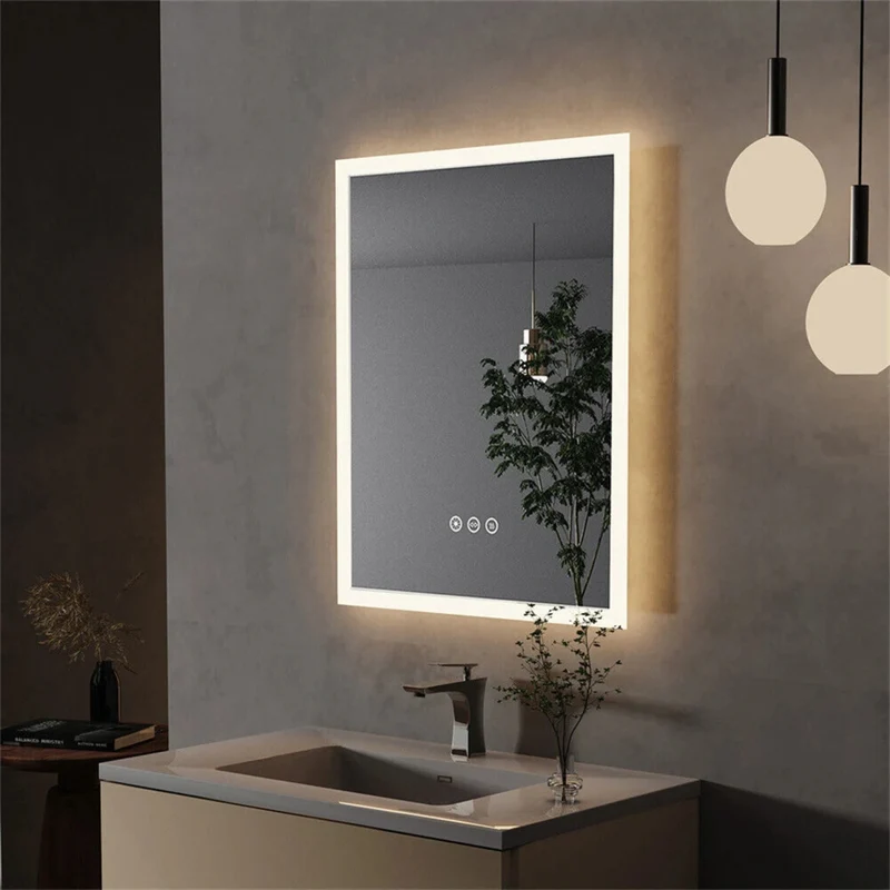 Miroir 50 cm avec LED : Antibuée Tactile, 3 Blancs