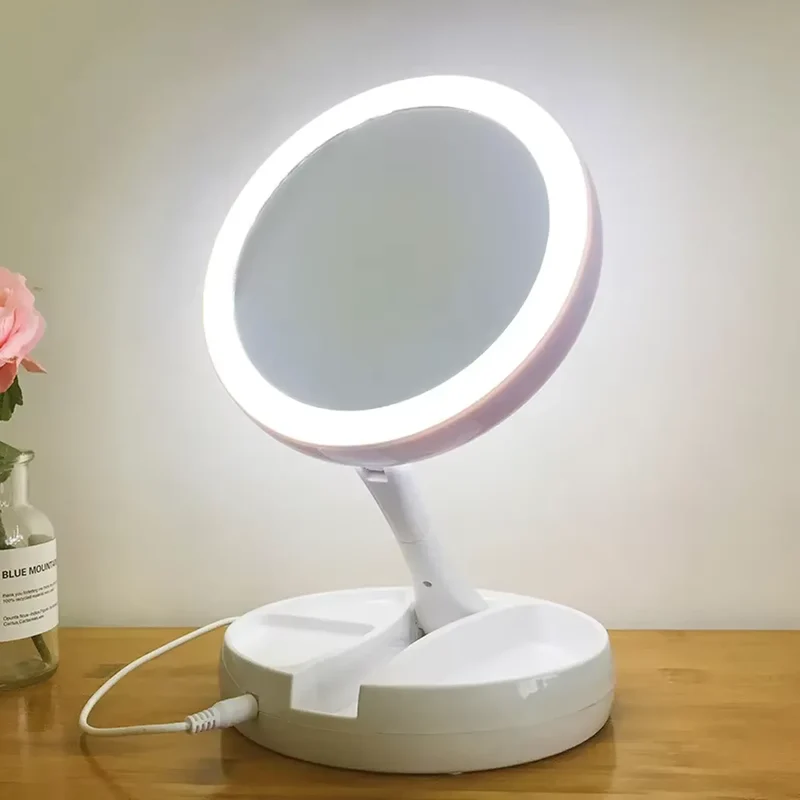 Miroir Grossissant x10 LED avec Rangement Bijoux