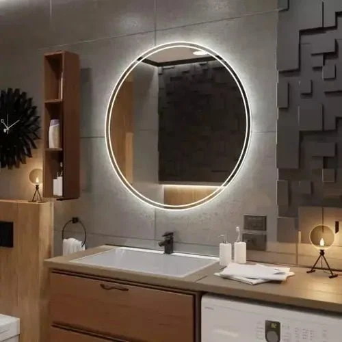 Miroir Rond LED 120 cm : Météo, Bluetooth, Grossissant