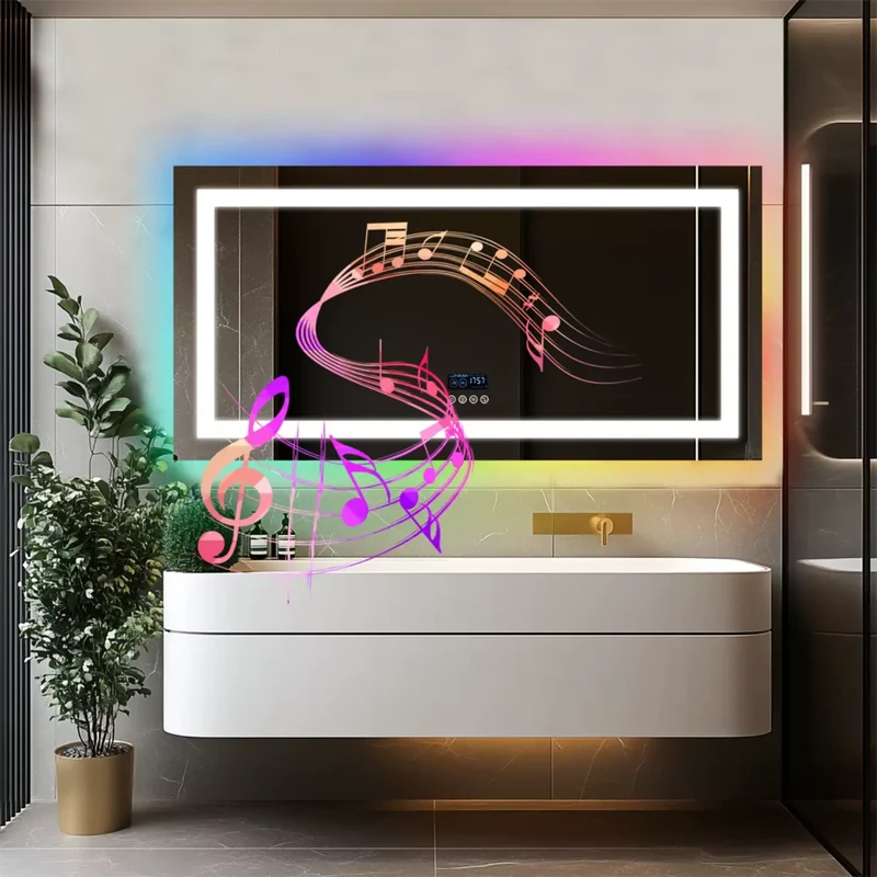 Miroir 160x80 cm : LED RGB, Bluetooth et Anti-Buée