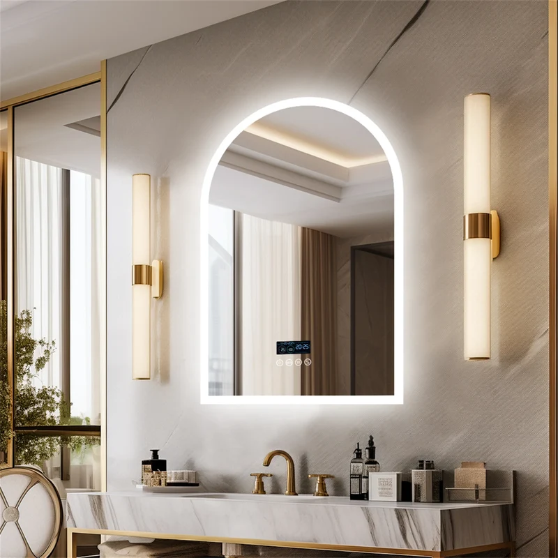 Miroir Arche 60x90 : LED, Bluetooth et Affichage Heure