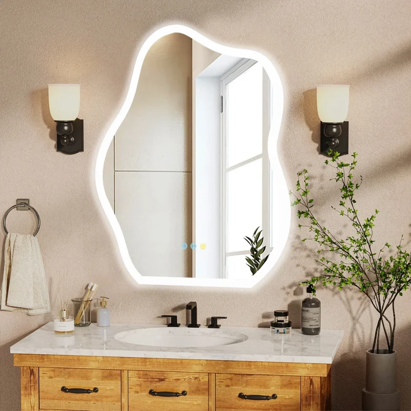 Miroir Asymétrique LED : Design Organique et Antibuée