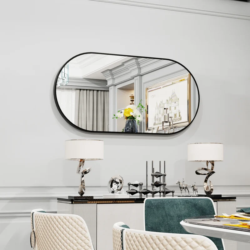 Grand Miroir Ovale Noir – Élégance Moderne pour Toutes les Pièces