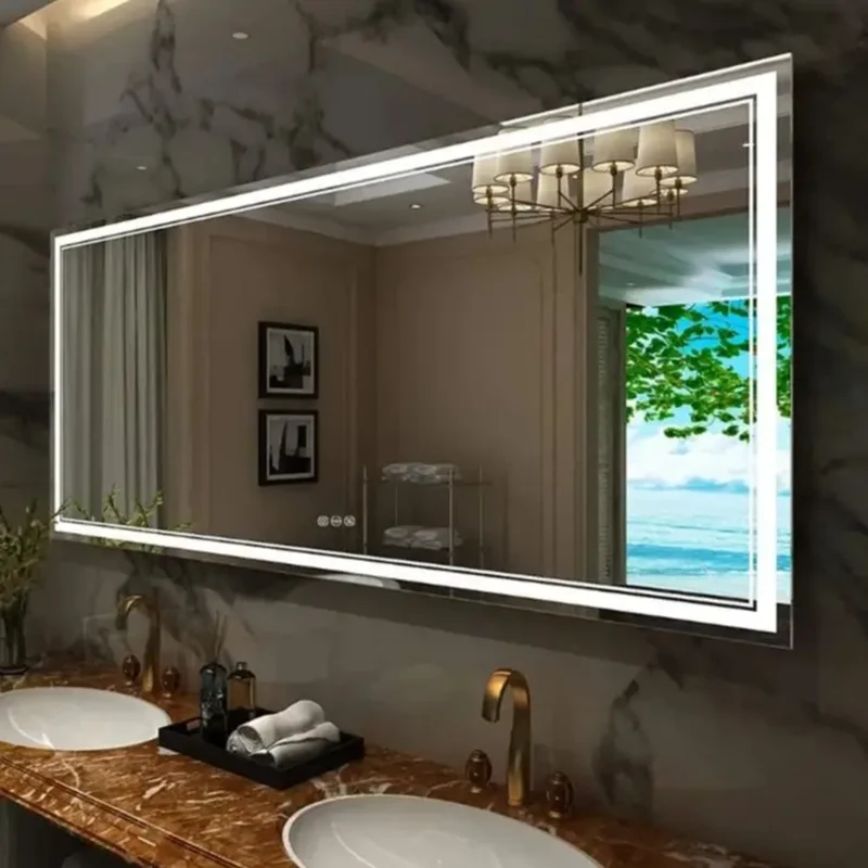 Miroir Salle de Bain Double Vasque : LED 100x60, Mémoire