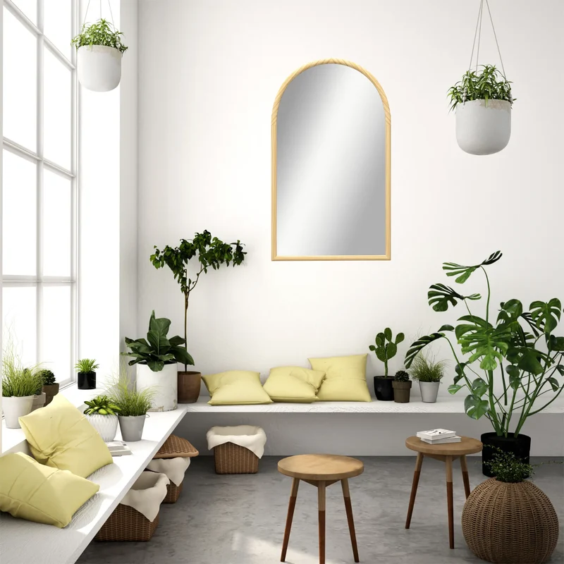 Miroir Arche Bois Naturel 110×65 cm – Miroir Mural au Style Organique