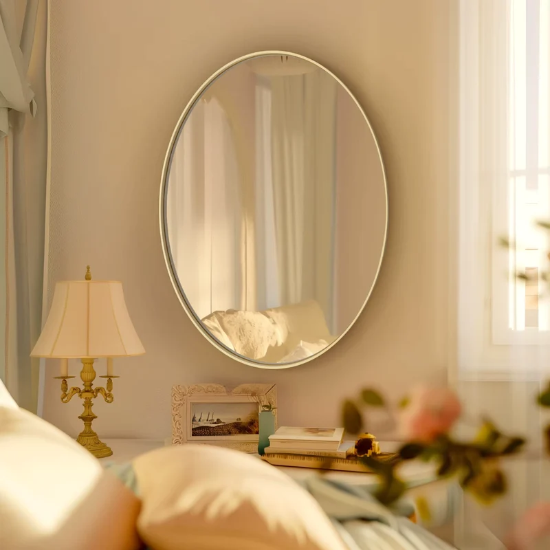 Miroir Doré Ovale 76x55 cm – Design Mural en Format Élancé